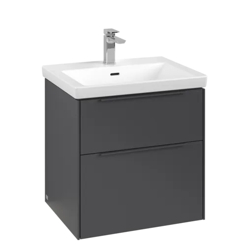VILLEROY BOCH Subway 3.0 Vanity unit, s osvětlením, 2 výsuvy, 572 x 576 x 478 mm, grafitová barva #C578L2VR
