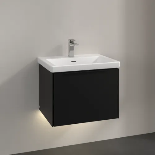 VILLEROY BOCH Subway 3.0 Vanity unit, s osvětlením, 1 zásuvka, 572 x 429 x 478 mm, Volcano Black #C577L1VL, obrázek 2