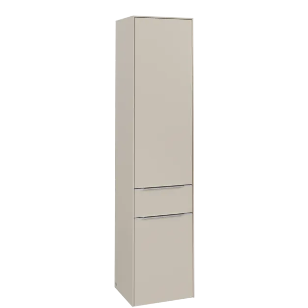 VILLEROY BOCH Subway 3.0 Vysoká skříňka, 2 dveře, 1 zásuvka, 400 x 1710 x 362 mm, Cashmere Grey / Cashmere Grey #C59100VN