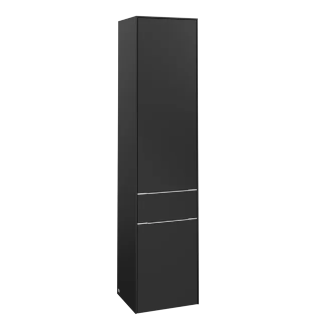 VILLEROY BOCH Subway 3.0 Vysoká skříň, 2 dveře, 1 zásuvka, 400 x 1710 x 362 mm, Volcano Black / Volcano Black #C59100VL