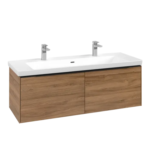 VILLEROY BOCH Subway 3.0 Vanity unit, s osvětlením, 2 výsuvy, 1272 x 429 x 478 mm, dub Kansas #C601L1RH