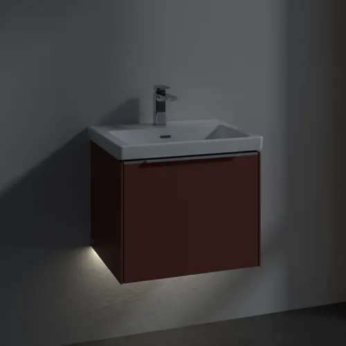 VILLEROY BOCH Subway 3.0 Vanity unit, s osvětlením, 1 zásuvka, 523 x 429 x 448 mm, vínově červená #C579L0AH, obrázek 5