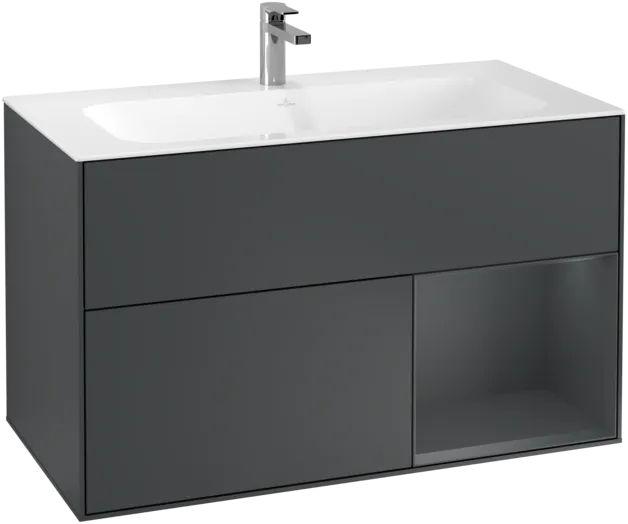 VILLEROY BOCH Toaletní skříňka Finion, s osvětlením, 2 výsuvy, 996 x 591 x 498 mm, Midnight Blue Matt Lacquer / Midnight Blue Matt Lacquer #F040HGHG