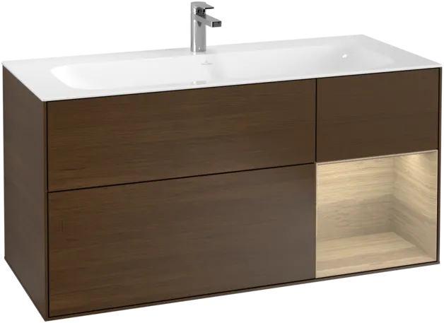 VILLEROY BOCH Toaletní skříňka Finion, s osvětlením, 3 výsuvy, 1196 x 591 x 498 mm, ořechová dýha / dubová dýha #F070PCGN