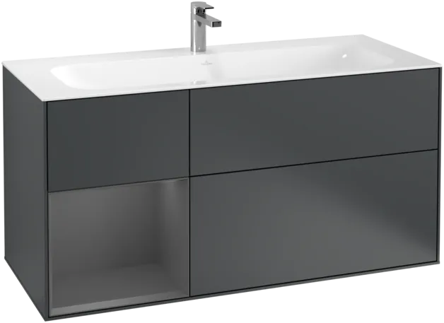 VILLEROY BOCH Toaletní skříňka Finion, s osvětlením, 3 výsuvy, 1196 x 591 x 498 mm, Midnight Blue Matt Lacquer / Anthracite Matt Lacquer #F060GKHG