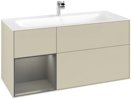 VILLEROY BOCH Toaletní skříňka Finion, s osvětlením, 3 výsuvy, 1196 x 591 x 498 mm, hedvábně šedý matný lak / antracitový matný lak #F060GKHJ