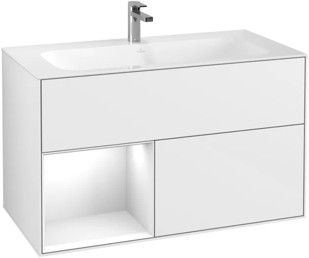 VILLEROY BOCH Toaletní skříňka Finion, s osvětlením, 2 výsuvy, 996 x 591 x 498 mm, lesklý bílý lak / lesklý bílý lak #F030GFGF