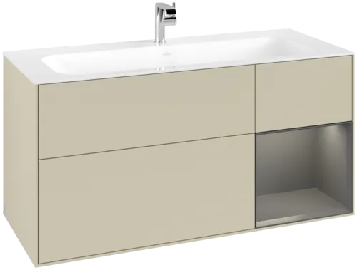 VILLEROY BOCH Toaletní skříňka Finion, s osvětlením, 3 výsuvy, 1196 x 591 x 498 mm, hedvábně šedý matný lak / antracitový matný lak #F070GKHJ