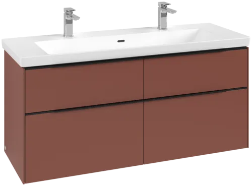 VILLEROY BOCH Subway 3.0 Vanity unit, s osvětlením, 4 výsuvy, 1272 x 576 x 478 mm, vínově červená #C602L1AH