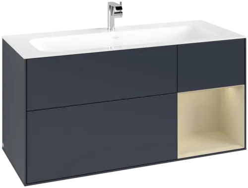 VILLEROY BOCH Toaletní skříňka Finion, s osvětlením, 3 výsuvy, 1196 x 591 x 498 mm, Midnight Blue Matt Lacquer / Silk Grey Matt Lacquer #F070HJHG