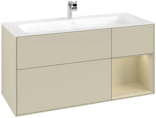 VILLEROY BOCH Toaletní skříňka Finion, s osvětlením, 3 výsuvy, 1196 x 591 x 498 mm, hedvábně šedý matný lak / hedvábně šedý matný lak #F070HJHJ