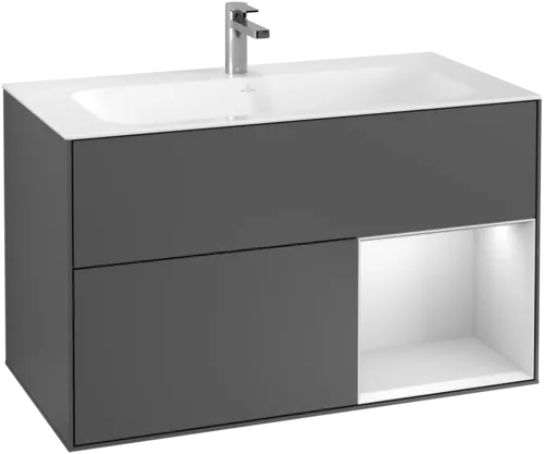 VILLEROY BOCH Toaletní skříňka Finion, s osvětlením, 2 výsuvy, 996 x 591 x 498 mm, antracit matný lak / bílý matný lak #F040MTGK, obrázek 2