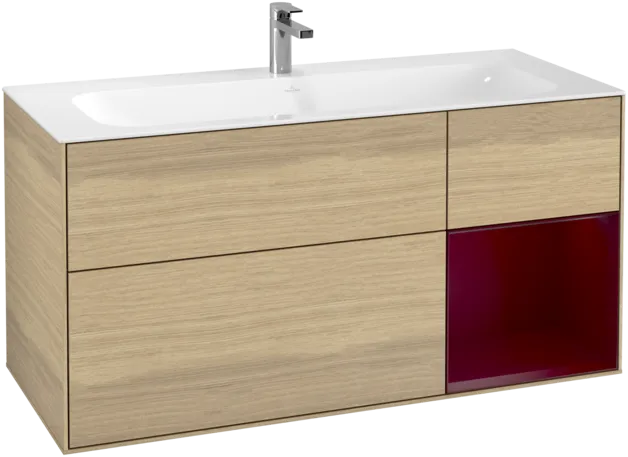 VILLEROY BOCH Toaletní skříňka Finion, s osvětlením, 3 výsuvy, 1196 x 591 x 498 mm, dubová dýha / matný lak Peony #F070HBPC, obrázek 1