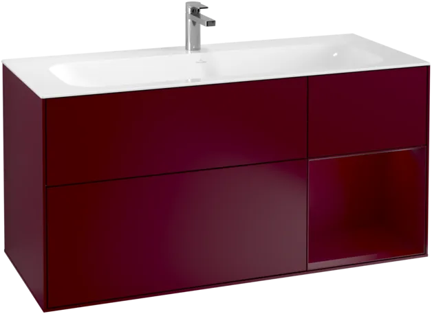 VILLEROY BOCH Toaletní skříňka Finion, s osvětlením, 3 výsuvy, 1196 x 591 x 498 mm, Peony Matt Lacquer / Peony Matt Lacquer #F070HBHB