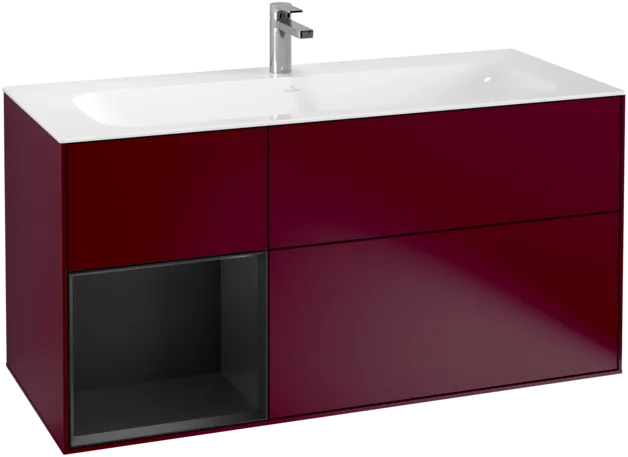VILLEROY BOCH Toaletní skříňka Finion, s osvětlením, 3 výsuvy, 1196 x 591 x 498 mm, matný lak Peony / černý matný lak #F060PDHB