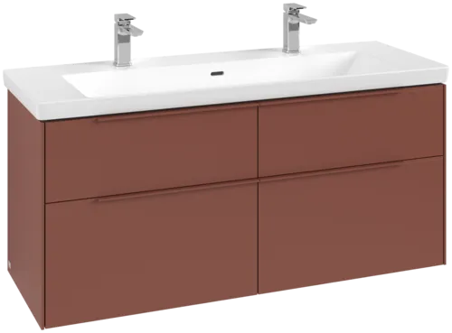 VILLEROY BOCH Subway 3.0 Vanity unit, s osvětlením, 4 výsuvy, 1272 x 576 x 478 mm, vínově červená #C602L2AH