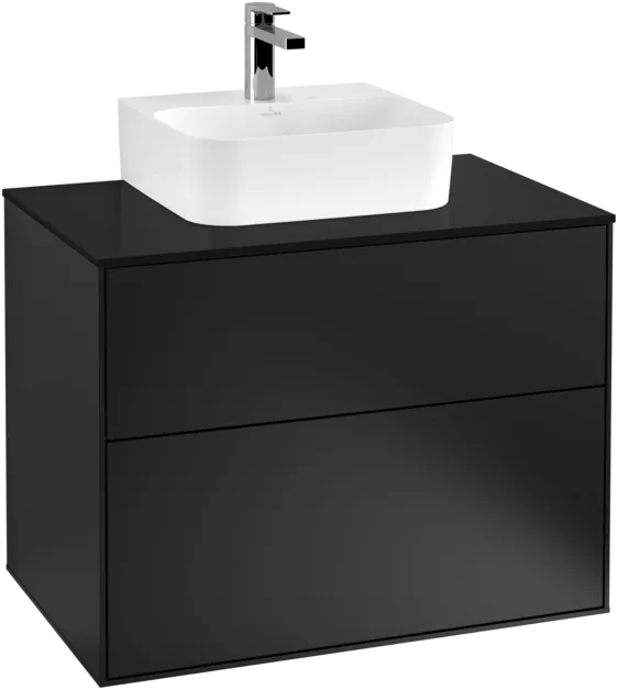 VILLEROY BOCH Toaletní skříňka Finion, 2 výsuvy, 800 x 603 x 501 mm, černý matný lak #F08200PD