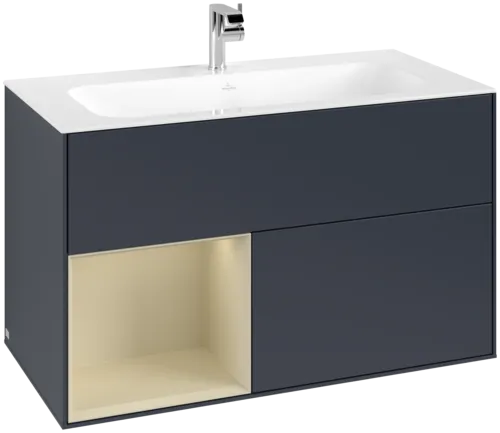 VILLEROY BOCH Toaletní skříňka Finion, s osvětlením, 2 výsuvy, 996 x 591 x 498 mm, Midnight Blue Matt Lacquer / Silk Grey Matt Lacquer #F030HJHG