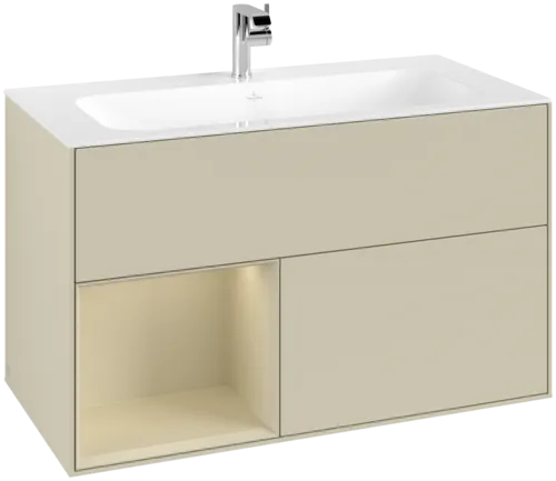 VILLEROY BOCH Toaletní skříňka Finion, s osvětlením, 2 výsuvy, 996 x 591 x 498 mm, Silk Grey Matt Lacquer / Silk Grey Matt Lacquer #F030HJHJ