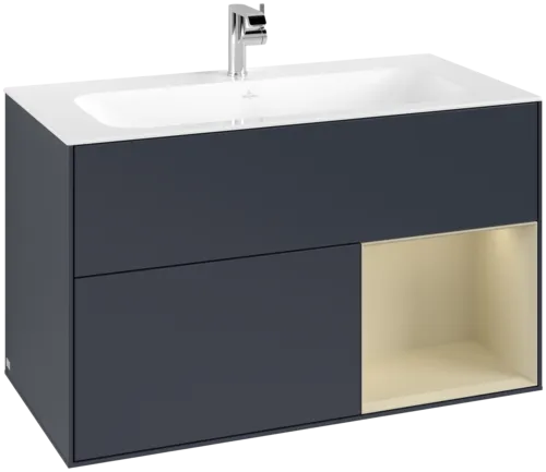 VILLEROY BOCH Toaletní skříňka Finion, s osvětlením, 2 výsuvy, 996 x 591 x 498 mm, Midnight Blue Matt Lacquer / Silk Grey Matt Lacquer #F040HJHG