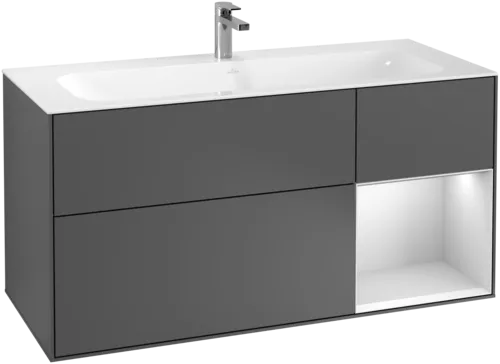 VILLEROY BOCH Toaletní skříňka Finion, s osvětlením, 3 výsuvy, 1196 x 591 x 498 mm, antracit matný lak / bílý matný lak #F070MTGK
