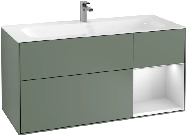 VILLEROY BOCH Toaletní skříňka Finion, s osvětlením, 3 výsuvy, 1196 x 591 x 498 mm, olivový matný lak / bílý matný lak #F070MTGM, obrázek 1