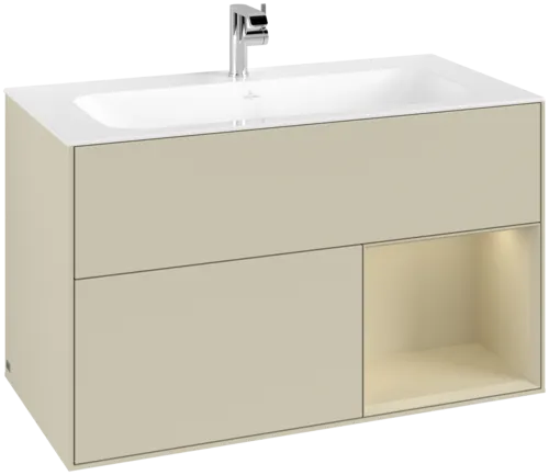 VILLEROY BOCH Toaletní skříňka Finion, s osvětlením, 2 výsuvy, 996 x 591 x 498 mm, Silk Grey Matt Lacquer / Silk Grey Matt Lacquer #F040HJHJ