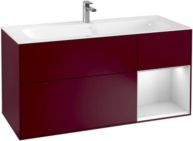 VILLEROY BOCH Toaletní skříňka Finion, s osvětlením, 3 výsuvy, 1196 x 591 x 498 mm, matný lak Peony / bílý matný lak #F070MTHB, obrázek 1