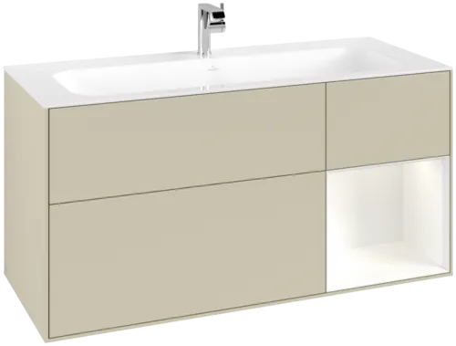 VILLEROY BOCH Toaletní skříňka Finion, s osvětlením, 3 výsuvy, 1196 x 591 x 498 mm, hedvábně šedý matný lak / bílý matný lak #F070MTHJ