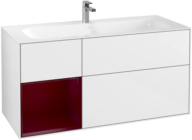 VILLEROY BOCH Toaletní skříňka Finion, s osvětlením, 3 výsuvy, 1196 x 591 x 498 mm, lesklý bílý lak / matný lak Peony #F060HBGF