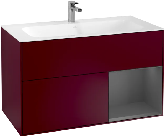 VILLEROY BOCH Toaletní skříňka Finion, s osvětlením, 2 výsuvy, 996 x 591 x 498 mm, matný lak Peony / matný lak Anthracite #F040GKHB