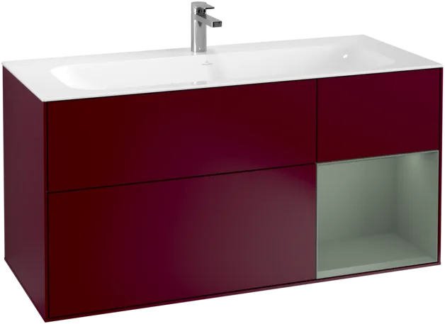 VILLEROY BOCH Toaletní skříňka Finion, s osvětlením, 3 výsuvy, 1196 x 591 x 498 mm, matný lak Peony / matný lak Olive #F070GMHB