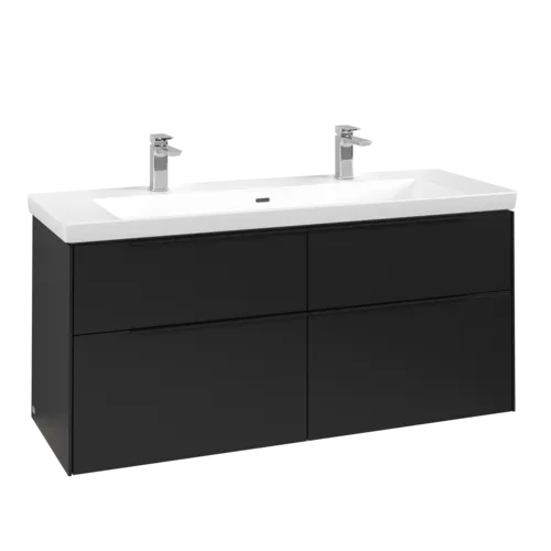 VILLEROY BOCH Subway 3.0 Vanity unit, s osvětlením, 4 výsuvy, 1272 x 576 x 478 mm, Volcano Black #C602L1VL