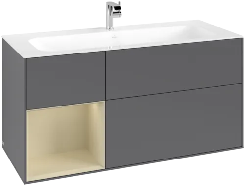 VILLEROY BOCH Toaletní skříňka Finion, s osvětlením, 3 výsuvy, 1196 x 591 x 498 mm, antracitový matný lak / hedvábně šedý matný lak #F060HJGK