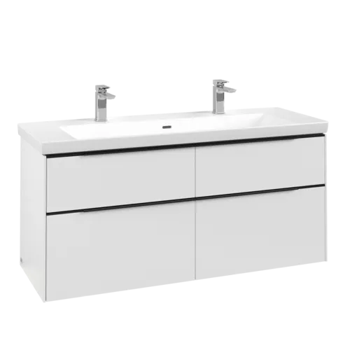 VILLEROY BOCH Subway 3.0 Vanity unit, s osvětlením, 4 výsuvy, 1272 x 576 x 478 mm, Pure White #C602L1VF
