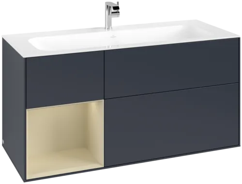 VILLEROY BOCH Toaletní skříňka Finion, s osvětlením, 3 výsuvy, 1196 x 591 x 498 mm, Midnight Blue Matt Lacquer / Silk Grey Matt Lacquer #F060HJHG