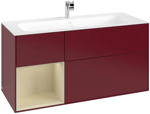 VILLEROY BOCH Toaletní skříňka Finion, s osvětlením, 3 výsuvy, 1196 x 591 x 498 mm, matný lak Peony / matný lak Silk Grey #F060HJHB