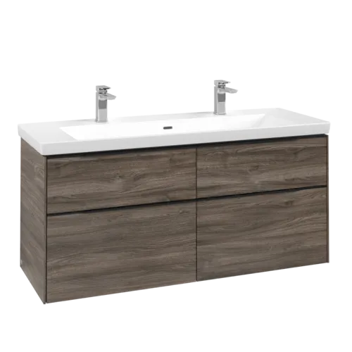 VILLEROY BOCH Subway 3.0 Vanity unit, s osvětlením, 4 výsuvy, 1272 x 576 x 478 mm, Stone Oak #C602L1RK