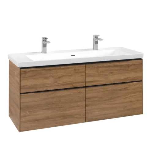 VILLEROY BOCH Subway 3.0 Vanity unit, s osvětlením, 4 výsuvy, 1272 x 576 x 478 mm, dub Kansas #C602L1RH