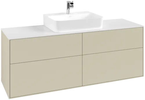 VILLEROY BOCH Toaletní skříňka Finion, 4 výsuvy, 1600 x 603 x 501 mm, hedvábně šedý matný lak / sklo bílé matné #F19100HJ