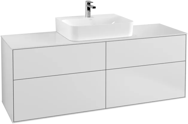 VILLEROY BOCH Toaletní skříňka Finion, 4 výsuvy, 1600 x 603 x 501 mm, bílý matný lak / sklo bílé matné #F19100MT, obrázek 1