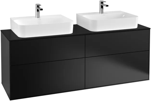 VILLEROY BOCH Toaletní skříňka Finion, 4 výsuvy, 1600 x 603 x 501 mm, černý matný lak / černé matné sklo #F18200PD