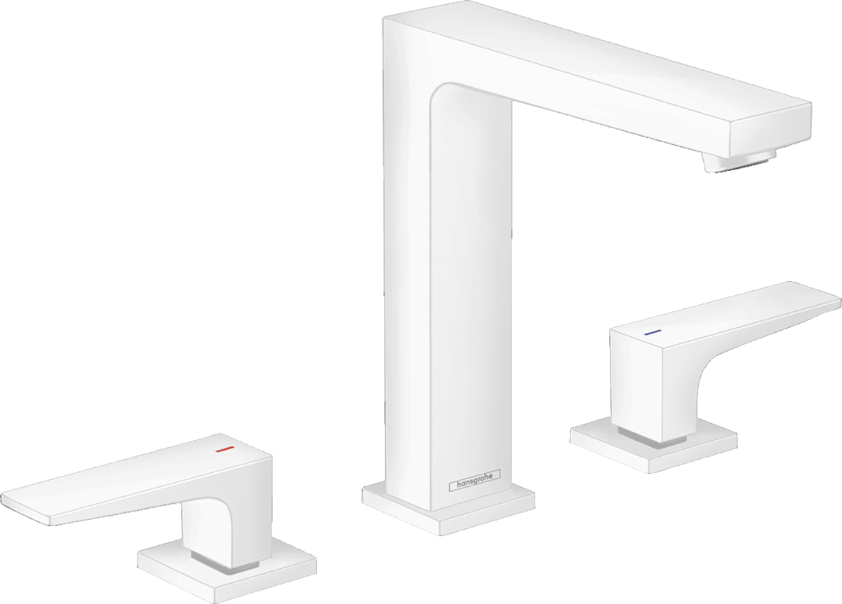 HANSGROHE Metropol 3otvorová umyvadlová baterie 160 s páčkovými rukojeťmi a odtokovou soupravou Push-Open #32515700 - matná bílá