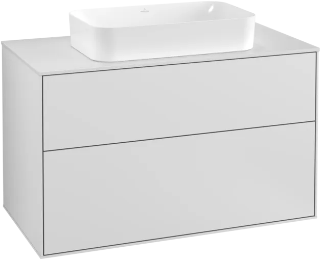 VILLEROY BOCH Toaletní skříňka Finion, 2 výsuvy, 1000 x 603 x 501 mm, bílý matný lak / sklo bílé matné #F23100MT