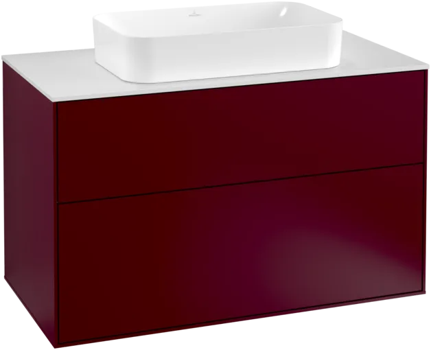 VILLEROY BOCH Toaletní skříňka Finion, 2 výsuvy, 1000 x 603 x 501 mm, Peony Matt Lacquer / Glass White Matt #F23100HB