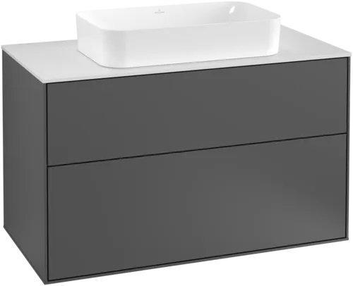 VILLEROY BOCH Toaletní skříňka Finion, 2 výsuvy, 1000 x 603 x 501 mm, antracit matný lak / sklo bílé matné #F23100GK