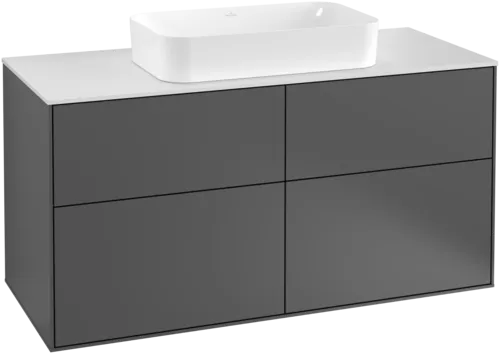 VILLEROY BOCH Toaletní skříňka Finion, 4 výsuvy, 1200 x 603 x 501 mm, antracit matný lak / sklo bílé matné #F26100GK