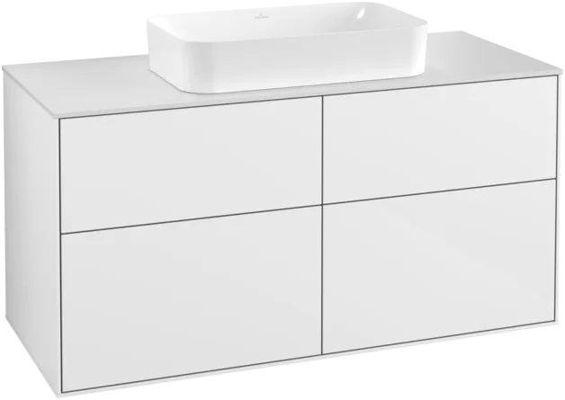 VILLEROY BOCH Toaletní skříňka Finion, 4 výsuvy, 1200 x 603 x 501 mm, lesklý bílý lak / sklo bílé matné #F26100GF