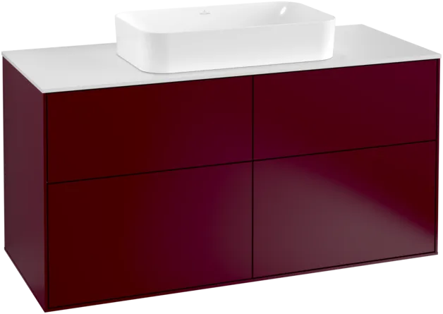 VILLEROY BOCH Toaletní skříňka Finion, 4 výsuvy, 1200 x 603 x 501 mm, Peony Matt Lacquer / Glass White Matt #F26100HB