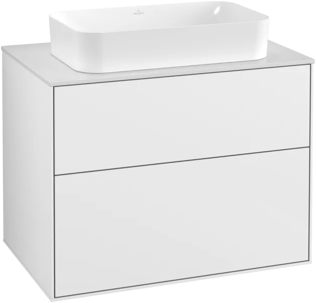 VILLEROY BOCH Toaletní skříňka Finion, 2 výsuvy, 800 x 603 x 501 mm, lesklý bílý lak / sklo bílé matné #F22100GF